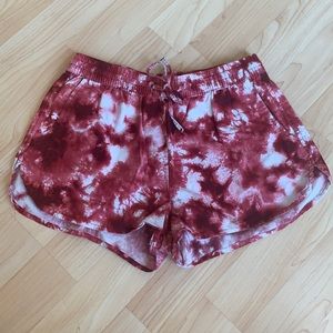 red tye dye shorts
